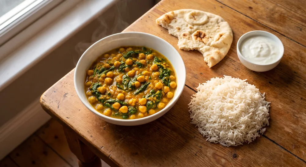 A home-cooked dinner plated on a kitchen counter